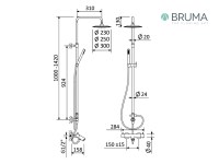 MEDIDAS TERMOSTATICA BAÑO-DUCHA con COLUMNA DUCHA ELO BRUMA